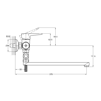 Смеситель для ванны G-Lauf NUD6-A045 универсальный Хром