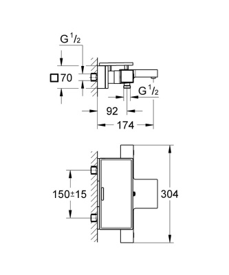 Смеситель для ванны Grohe Grohtherm Cube 34502000 с термостатом Хром