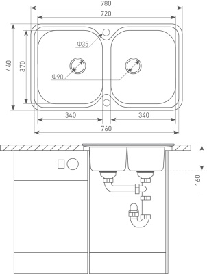 Кухонная мойка Zigmund&Shtain RECHTECK 780D.8 Лен