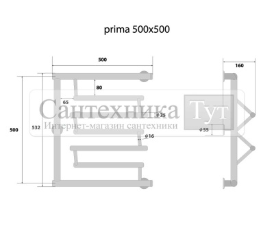 Полотенцесушитель Energy Prima 500х500 Хром