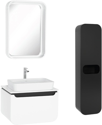 Тумба с раковиной Creavit Pion Plus 70 PN0070.01.BGR+UL060 подвесная Белая Серая