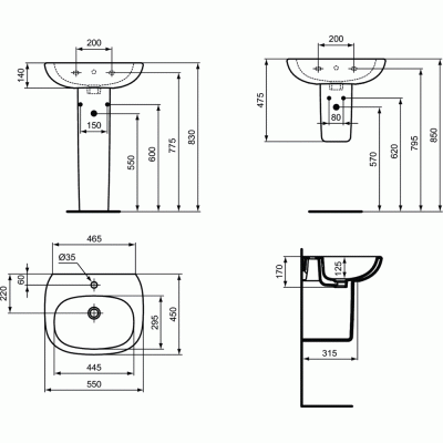 Раковина Ideal Standard Tesi 55 T351501 Белая