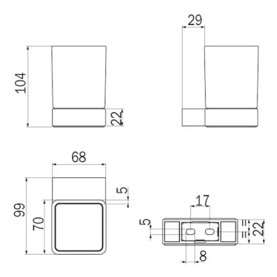 Стакан для зубных щеток Inda Indissima A88100CR21 Хром