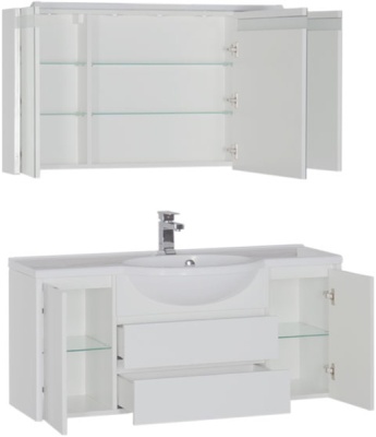 Тумба под раковину Aquanet Лайн 120 164938 подвесная Белая