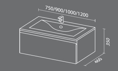 Тумба с раковиной SanVit Авеню-1 120 kavenu1120 в цвете Ral подвесная Белый глянец