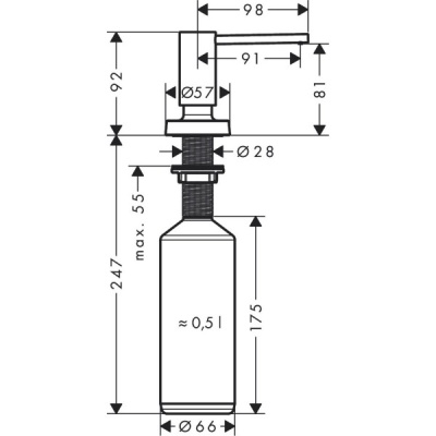 Дозатор для жидкого мыла Hansgrohe A51 40448000 Новая комплектация 225007