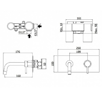 Смеситель для раковины Paffoni Light LIG101HG/M Медовое золото