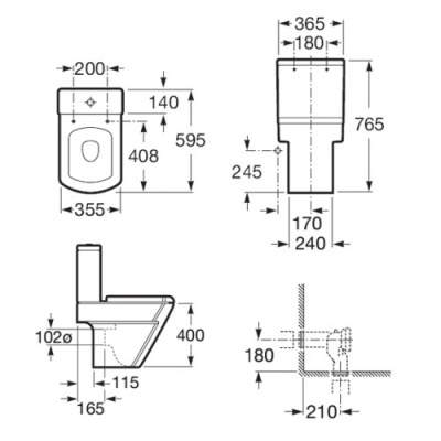 Унитаз компакт Roca Hall 342627000 без бачка и сиденья