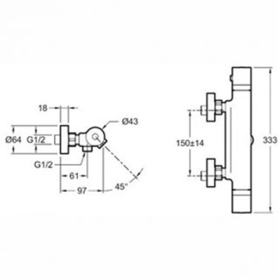 Смеситель для ванны Jacob Delafon Edgar E29847-CP с термостатом Хром