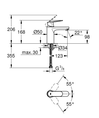 Смеситель для раковины Grohe Eurosmart Cosmopolitan 23327000 Хром