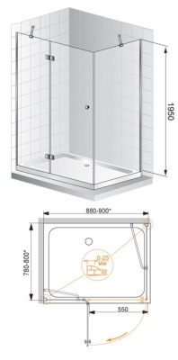 Душевой уголок Cezares VERONA-W-AH-1-90/100-C-Cr профиль Хром стекло прозрачное