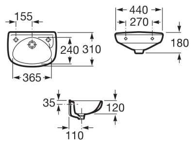 Раковина Roca Ibis 45 320841001 Белая