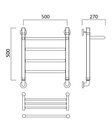 Водяной полотенцесушитель Aquanerzh 005-00A5050 Хром
