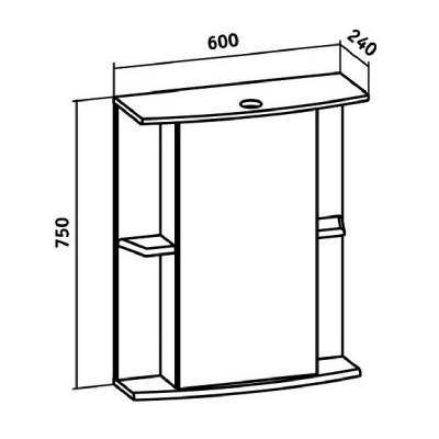 Зеркальный шкаф Runo Мадрид 60 правый Белый