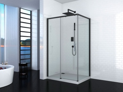 Душевой уголок Cerutti SPA Vito 110x80 B L профиль Черный стекло прозрачное