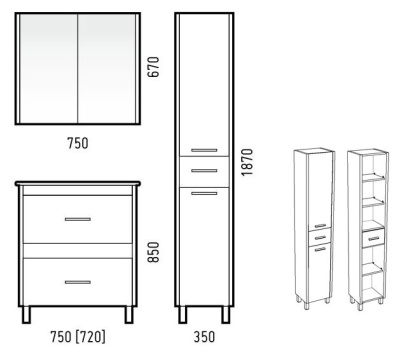 Шкаф пенал Corozo Верона 35 SD-00000332 Лайн Белый
