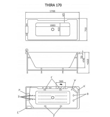 Акриловая ванна Victory Spa Thira 170 Без системы управления