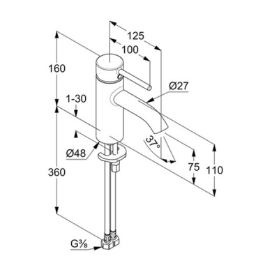 Смеситель для раковины Kludi Bozz 382723976 Хром