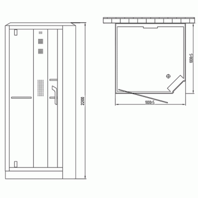 Душевая кабина Orans SR-89101S R black 100x100 с баней профиль Черный задние стенки Черные