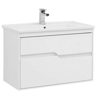 Тумба под раковину Aquanet Модена 85 196965 подвесная Белый глянец