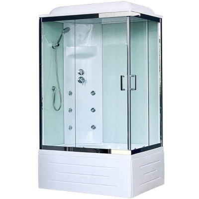 Душевая кабина Royal Bath BP 120х80 RB8120BP3-WT-CH-L с гидромассажем профиль Хром задняя стенка Белая Душевая кабина Royal Bath BP 120х80 RB8120BP3-WT-CH-L с гидромассажем профиль Хром задняя стенка Белая