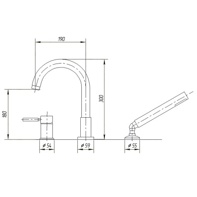 Смеситель на борт ванны Migliore Fortis ML.FRT-5256.CR Хром