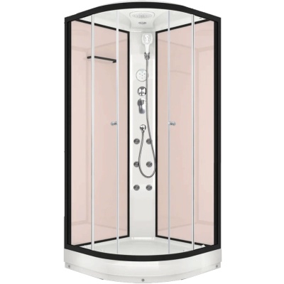 Душевая кабина Domani-Spa Delight 88 80x80 DS01D88LPcCl10 с гидромассажем профиль Черный задние стенки Розовые