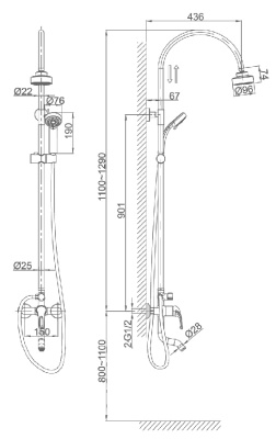 Душевая система D&K Eucharius Rhein DA1373701C11 Хром