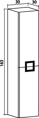 Шкаф пенал SanVit Квадро Lux New 30 в цвете Ral подвесной Красный глянец