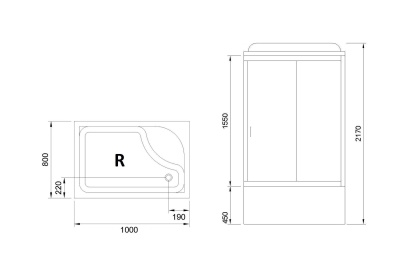 Душевая кабина Royal Bath BP 100х80 RB8100BP1-T-CH-R стекло прозрачное задняя стенка Белая