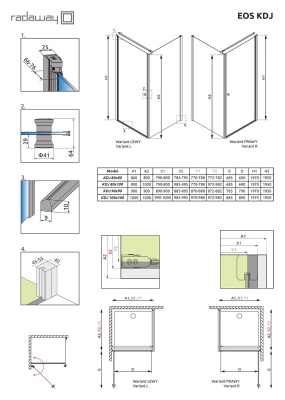 Душевой уголок Radaway Eos KDJ 90x100 L профиль Хром стекло прозрачное