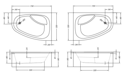 Акриловая ванна Kolpa San Chad 170x120 S L Basis