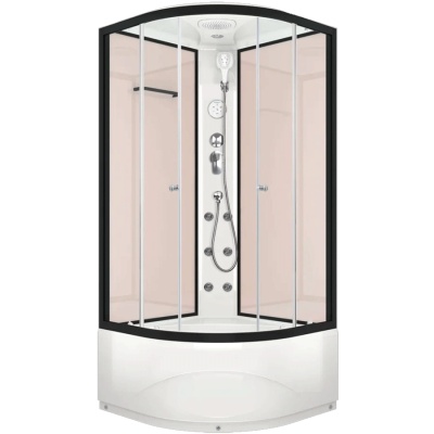 Душевая кабина Domani-Spa Delight 88 High 80x80 DS01D88HPcCl10 с гидромассажем профиль Черный задние стенки Розовые
