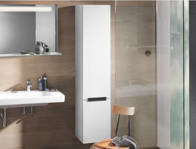 Шкаф пенал Villeroy&Boch Subway 2.0 35 подвесной L Cерый Хром глянцевый