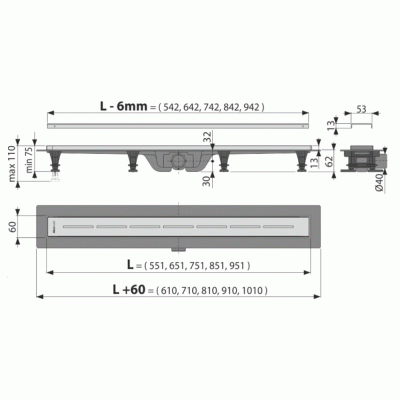 Душевой лоток Alcaplast Simple APZ18-850M с решеткой Хром