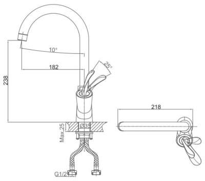 Смеситель для кухни D&K Venice Baciano DA1032456 Белый Хром