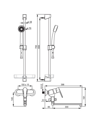 Смеситель для ванны Oras Saga 3945Y универсальный Хром