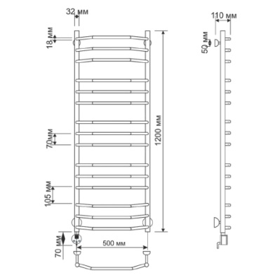 Электрический полотенцесушитель Secado Агата 2 50х120 Бронза