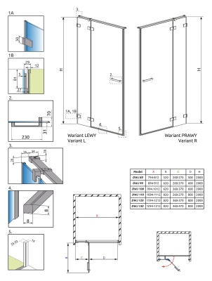 Душевая дверь Radaway Euphoria KDJ 110 120 130 L фурнитура Хром стекло прозрачное