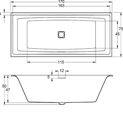 Акриловая ванна Riho Still Square Elite 170x75 R BD1300500000000 без гидромассажа