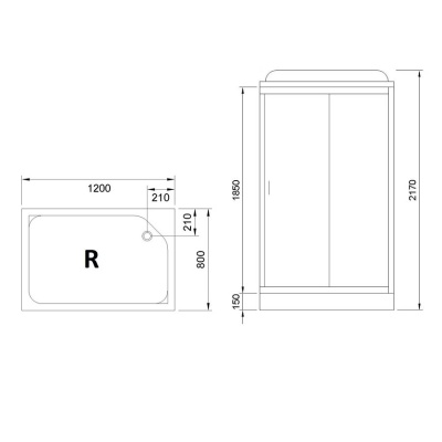 Душевая кабина Royal Bath HP 120х80 RB8120HP7-WT-CH-R с гидромассажем стекло прозрачное задняя стенка Белая