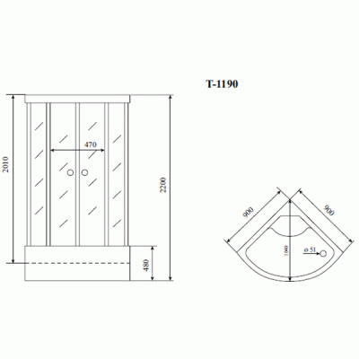 Душевая кабина Timo Standart T-6690 B 90x90 профиль Черный стекло прозрачное