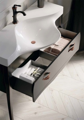 Тумба под раковину Aqwella Clarberg Borgia 115 BOR0111BLK Черная Патина медь