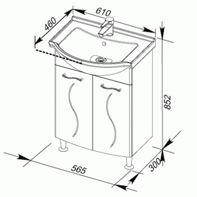 Комплект мебели для ванной Aquanet Моника 60 187565 Белый