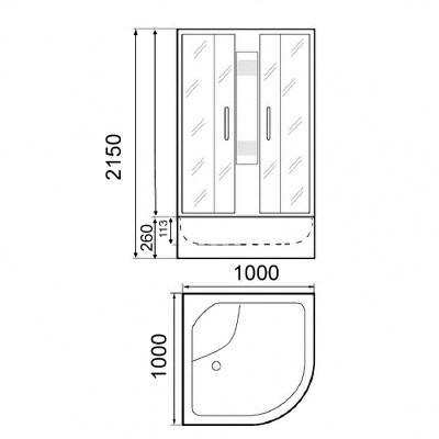 Душевая кабина Parly Classic CМ100 100х215 профиль Сатин стекло тонированное