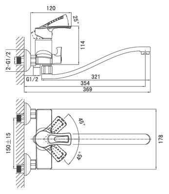 Смеситель для ванны D&K Bayern Furth DA1223301 универсальный Хром