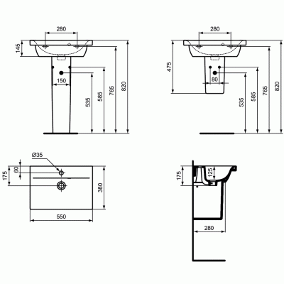 Раковина Ideal Standard Connect Space 55 E136401 Белая