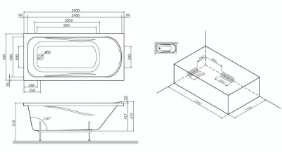 Акриловая ванна AM.PM Sense 150х70 W75A-150-070W-KL без гидромассажа