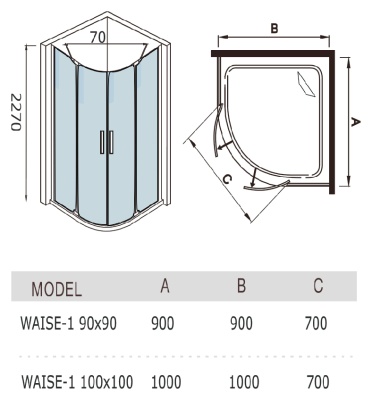 Душевая кабина WeltWasser WW1000 Waise-1 100x100 10000001664 профиль Хром стекло прозрачное