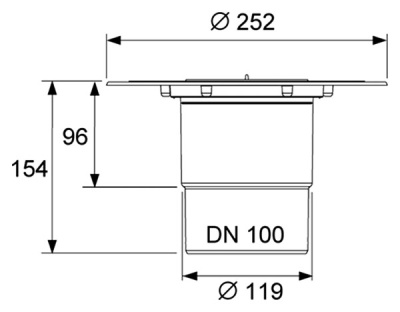 Сифон для душевого трапа Tece Drainpoint S DN100 3607600 вертикальный без декоративной решетки